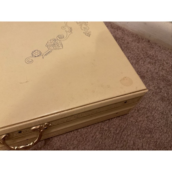 Vintage leatherette Jewelry Box‎ Red Velvet Interior, mirrored - Picture 5 of 12